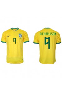 Brazilië Richarlison #9 Voetbaltruitje Thuis tenue WK 2022 Korte Mouw